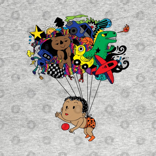 Cartoon Boy Adventure Balloon Dream Fun Trip by CoolFactorMerch